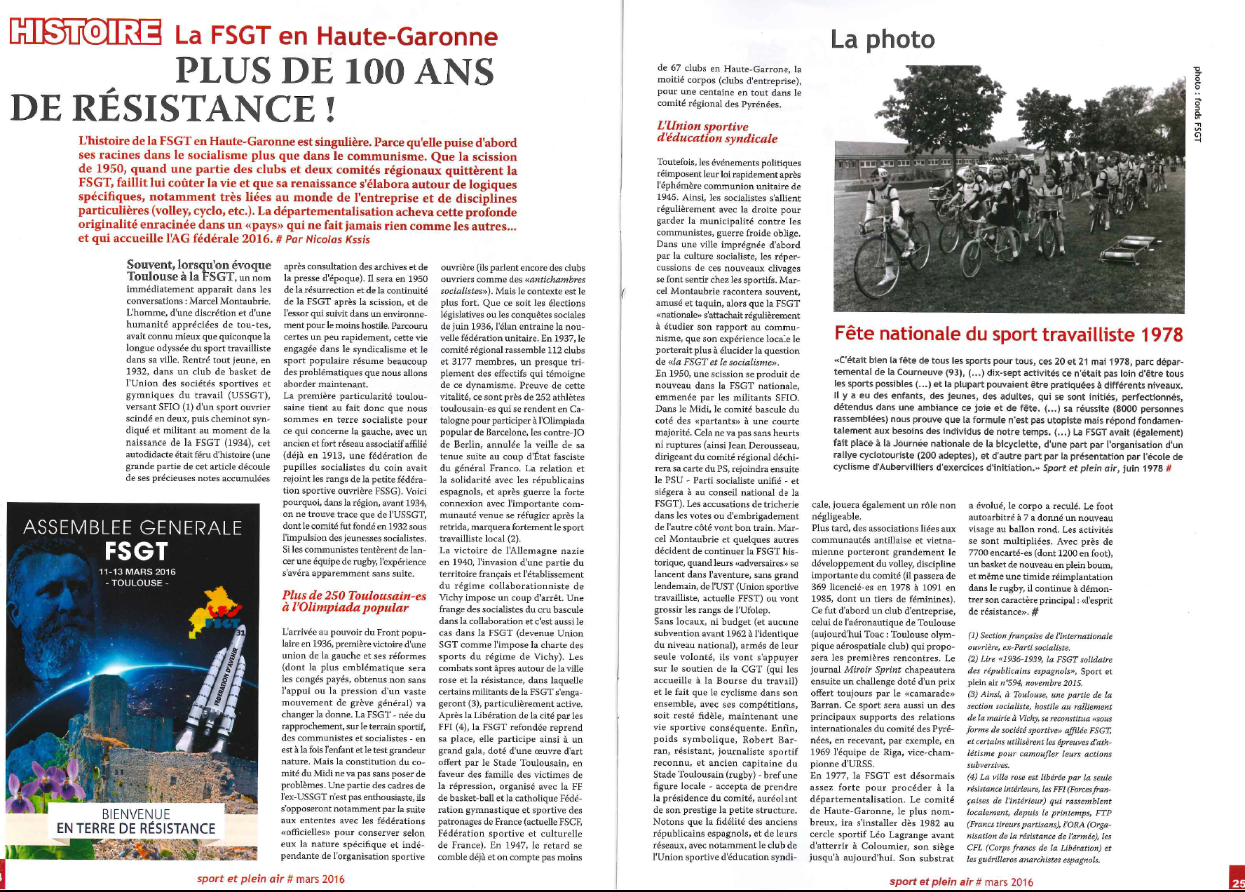 Histoire FSGT Hte Garonne